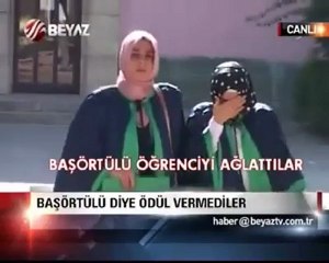 BAŞÖRTÜLÜ DİYE OKUL BİRİNCİSİNE ÖDÜLÜNÜ VERMEDİLER