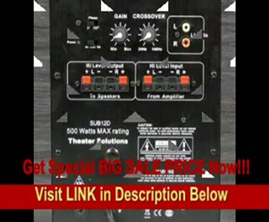 New Black 500 Watt Surround Sound Home Theater Powered Down Firing 12 Subwoofer SUB12D