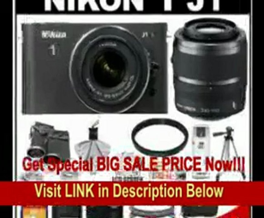 Nikon 1 J1 10.1 MP Digital Camera Body with 10-30mm & 30-110mm VR Lens (Black) with 32GB Card + Case + (2) UV Filters + Lens Set + Tripod + Remote + Accessory Kit