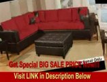 2 Piece Red Microfiber Two Tone Reversible Sectional Sofa by Poundex