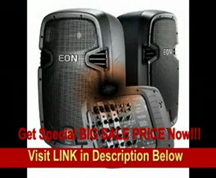 JBL EON210P EON 210P Powered Active PA System with 2 Stands, 1 AKG Microphone and Cabling Bundle