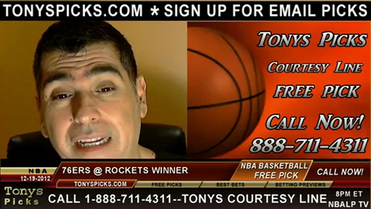 Houston Rockets versus Philadelphia 76ers Pick Prediction NBA Pro Basketball Odds Preview 12-19-2012