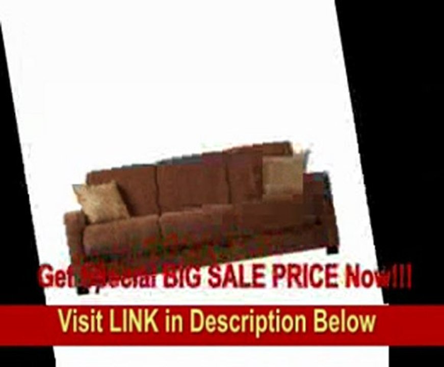 Handy Living CAC1-S6-HCH87 Cabo Living Room Convert-A-Couch Chenille Sleeper Sofa, Chocolate with 2 Decorative Paisley Throw Pillows