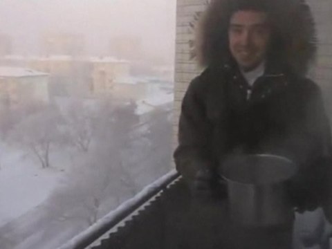 Boiling water freezes instantly in Siberia
