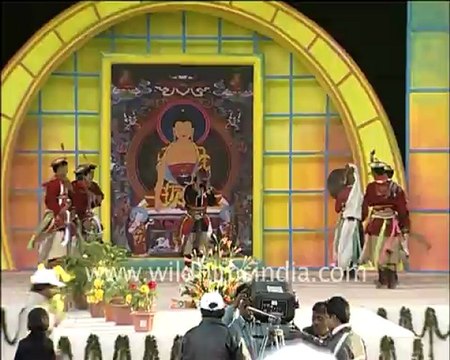 Dancers from Arunachal Pradesh in traditional costumes, performing Folk dance