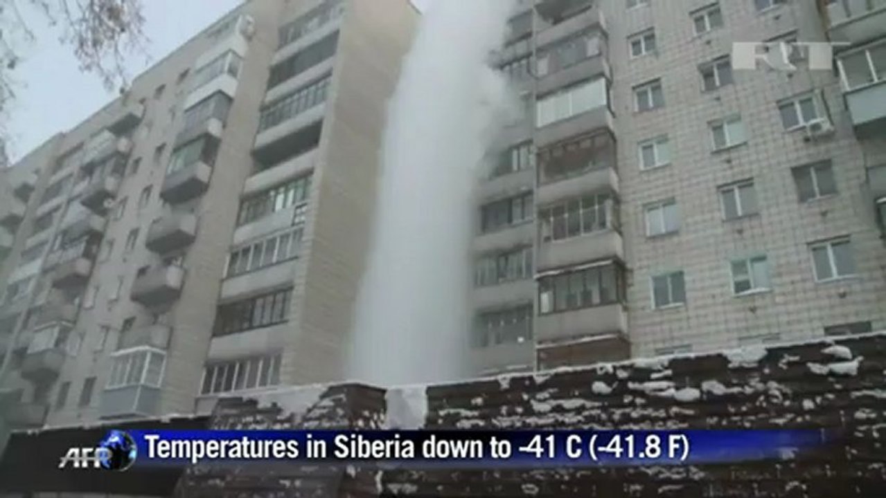 Boiling water freezes before it hits Siberian soil