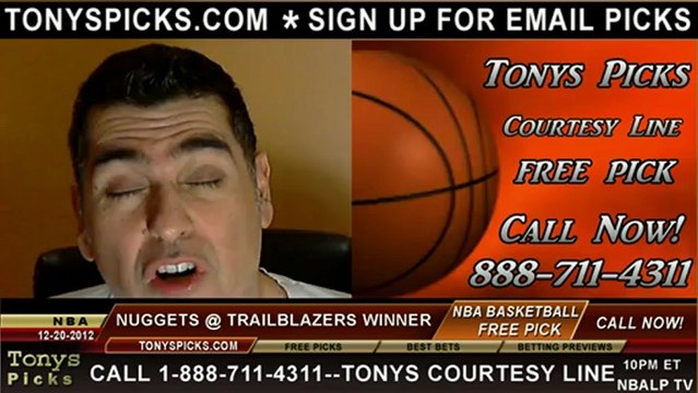 Portland Trailblazers versus Denver Nuggets Pick Prediction NBA Pro Basketball Odds Preview 12-20-2012