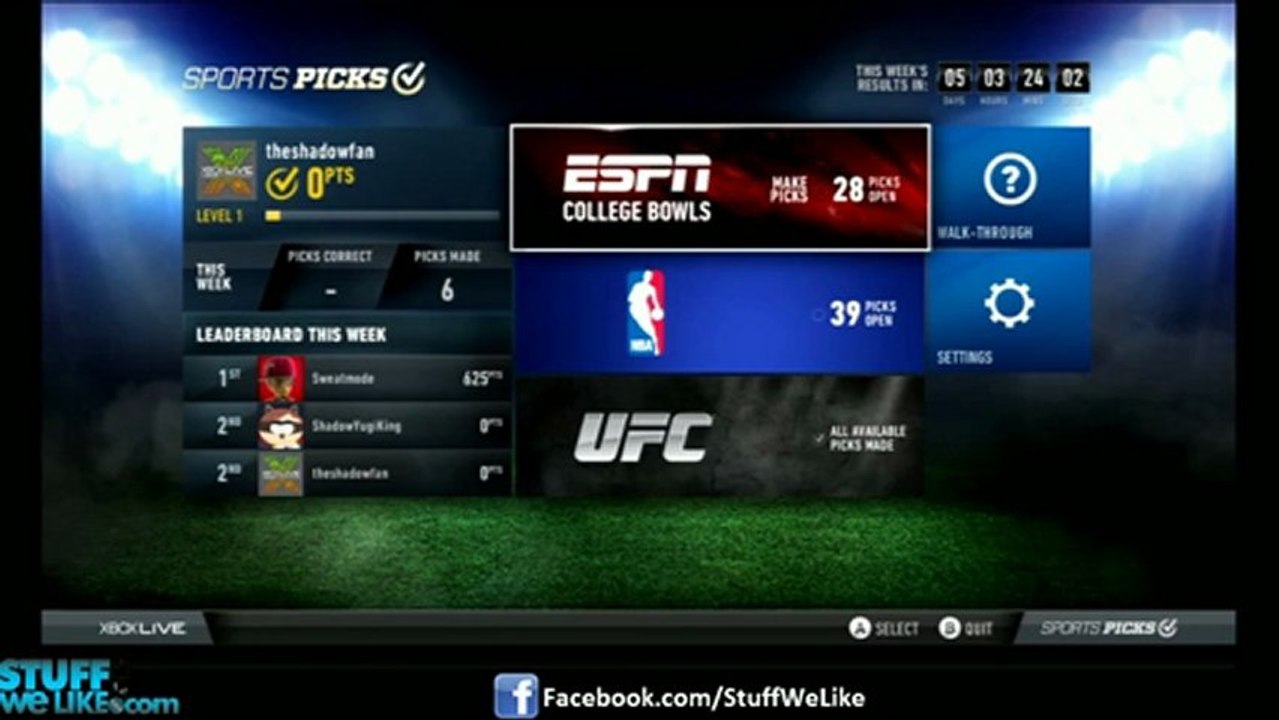 Sports Picks Xbox 360 App
