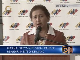 CNE anuncia elecciones municipales para el 26 de mayo
