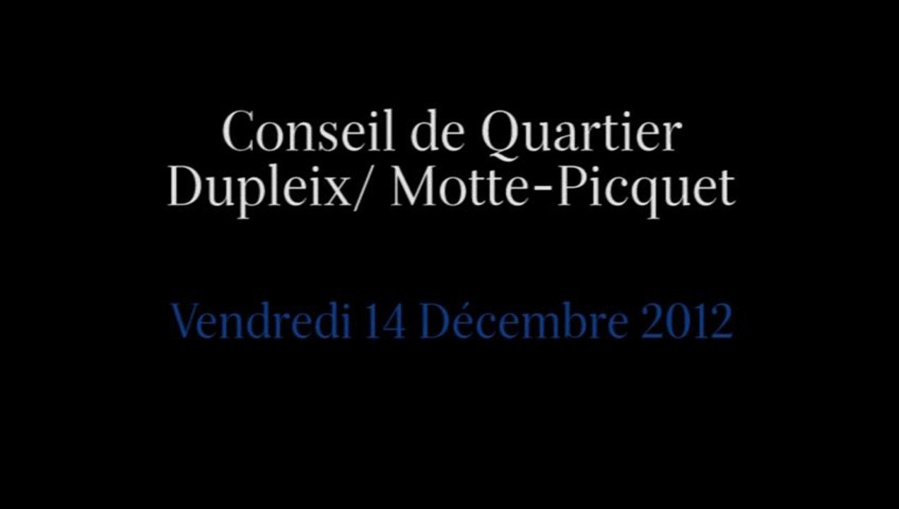 Conseil de Quartier Dupleix/ Motte-Picquet du Vendredi 14 Décembre 2012