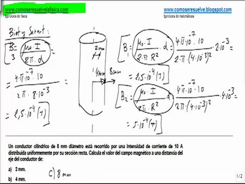 Fisica campo magnetico en el interior en la superficie y exterior del conductor
