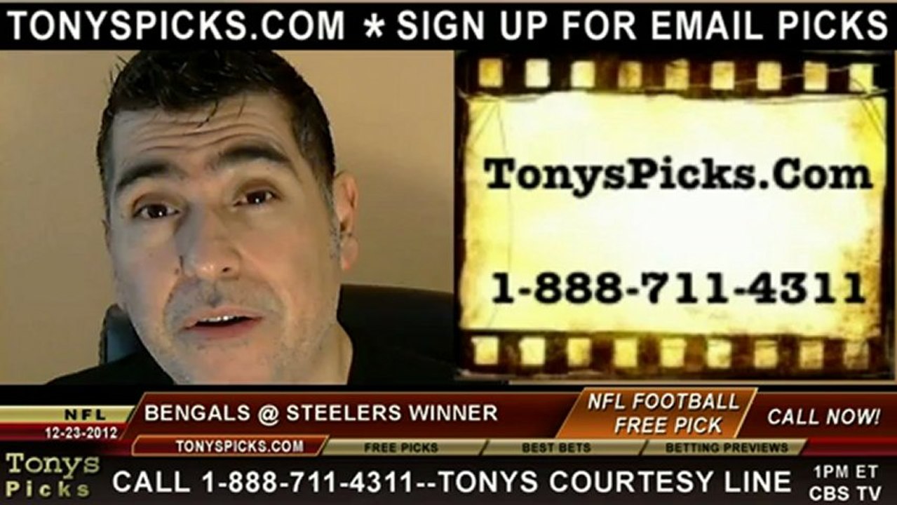 Cincinnati Bengals versus Pittsburgh Steelers NFL Pro Football Pick 12-23-2012