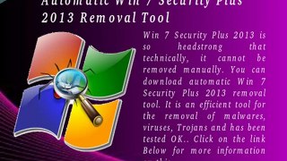 Uninstall Win 7 Security Plus 2013 Rogue Anti-Spyware Easily From Your PC