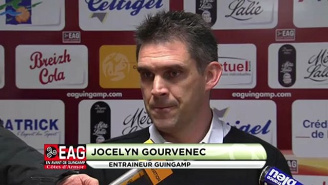 Conférence de presse EA Guingamp - GFC Ajaccio : Jocelyn GOURVENNEC (EAG) - Jean-Michel CAVALLI (GFCA) - saison 2012/2013