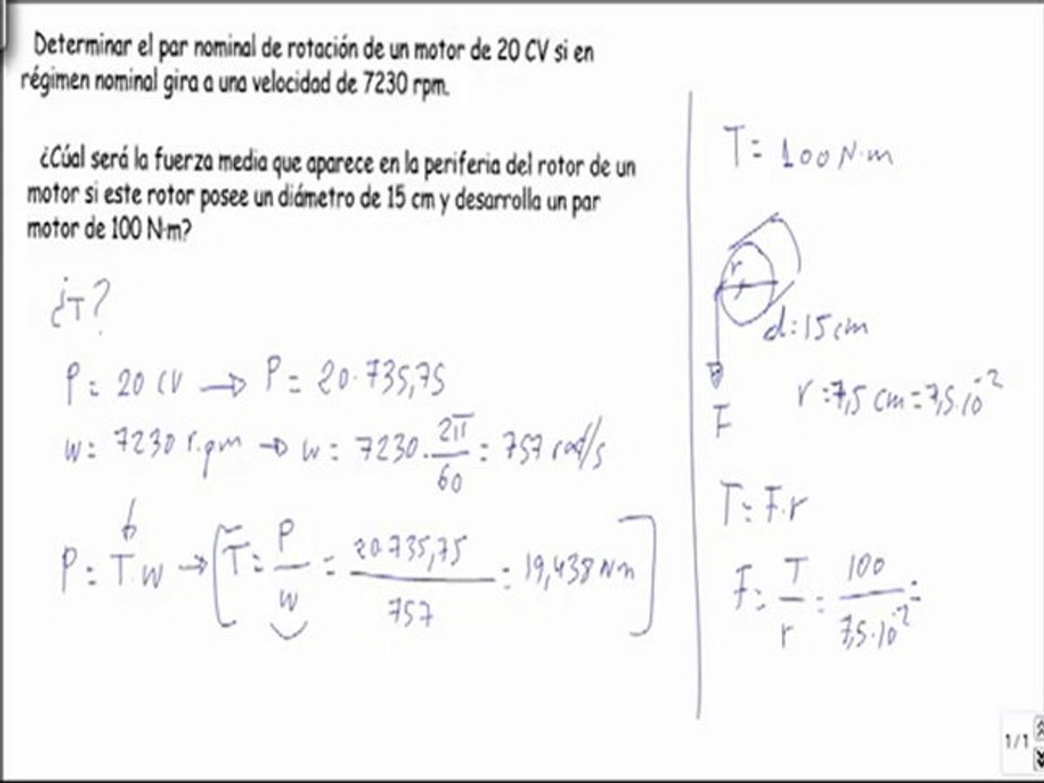 Maquinas electricas determinar par nominal de rotacion de un motor