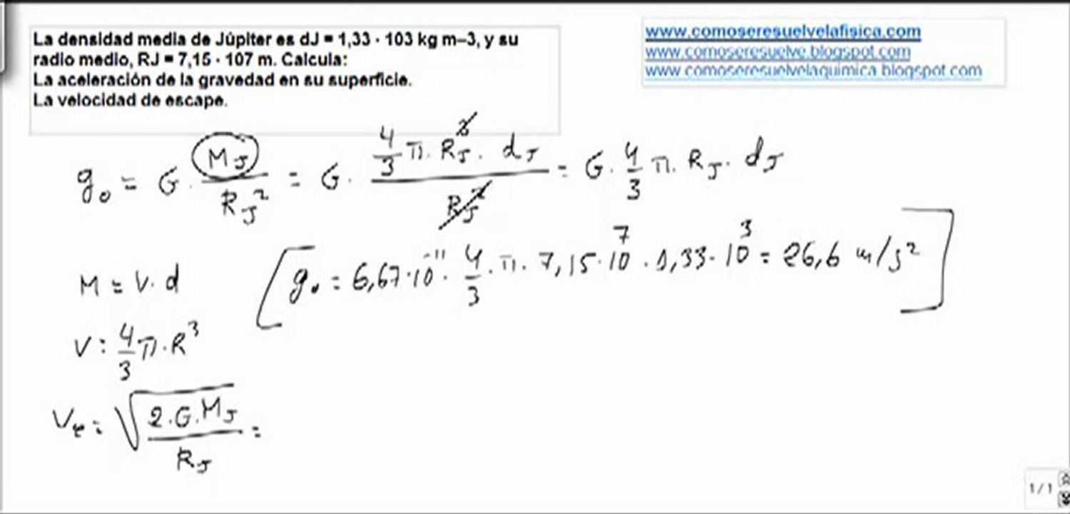Fisica satelites artificiales calcular velocidad de escape