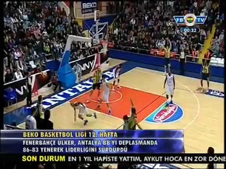 22 Aralık 2012 Antalya BŞB 83 - 86 Fenerbahçe Ülker Maçı Özeti