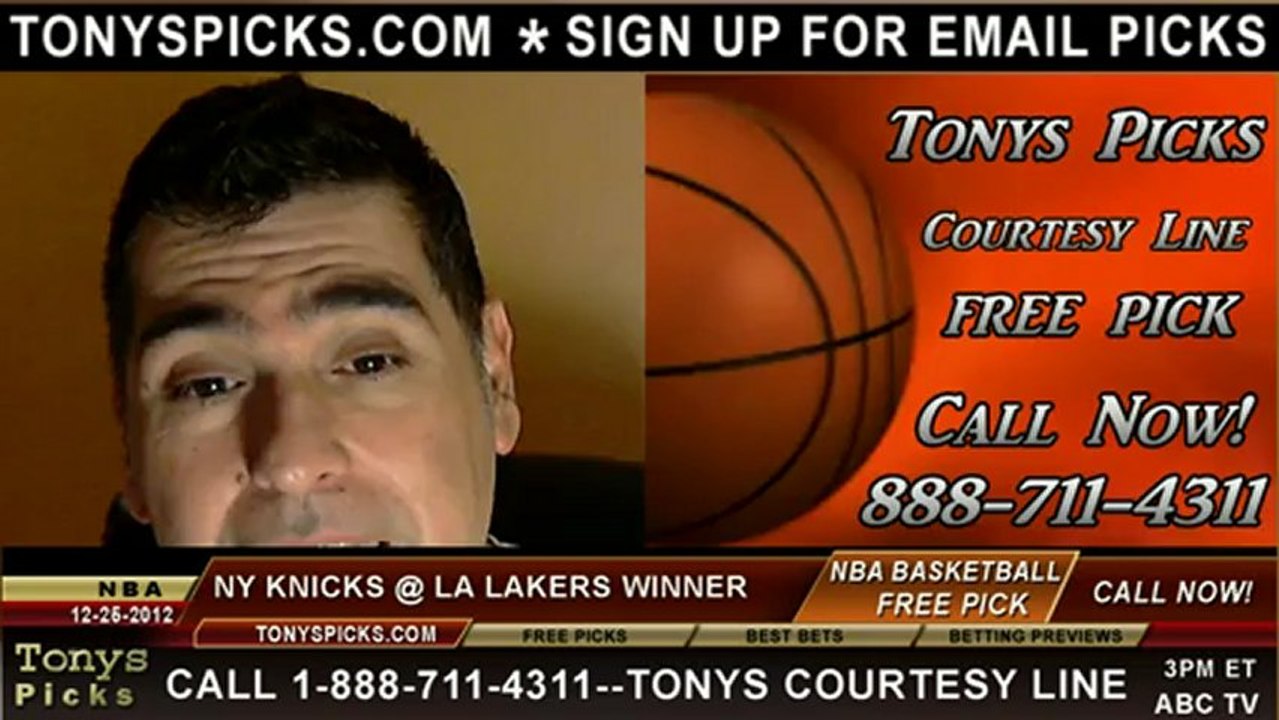 LA Lakers versus New York Knicks Pick Prediction NBA Pro Basketball Odds Preview 12-25-2012