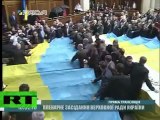Video of smoke bomb egg fight in Ukraine parliament