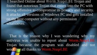 Worm.Nuqel.BE : Uninstall Worm.Nuqel.BE
