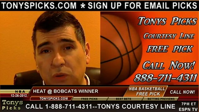 Charlotte Bobcats versus Miami Heat Pick Prediction NBA Pro Basketball Odds Preview 12-26-2012