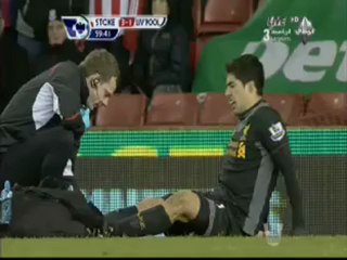 Luis Suarez and Stoke city goalkeeper
