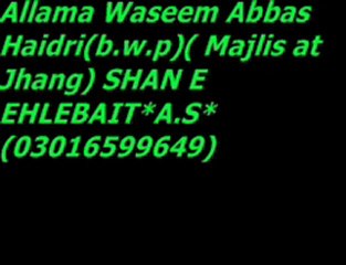 Allama Waseem Abbas Haidri(b.w.p)(Majlis at Jhang) SHAN E EHLE BAIT A.S (03016599649)