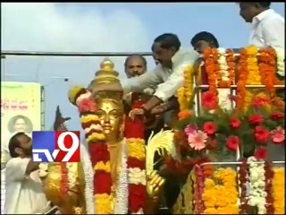 CM KKR inaugurates Telgu Talli statue for World Telugu Summit