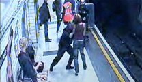 Man pushed onto the sybway track again Last moment Last Moment captured on cctv