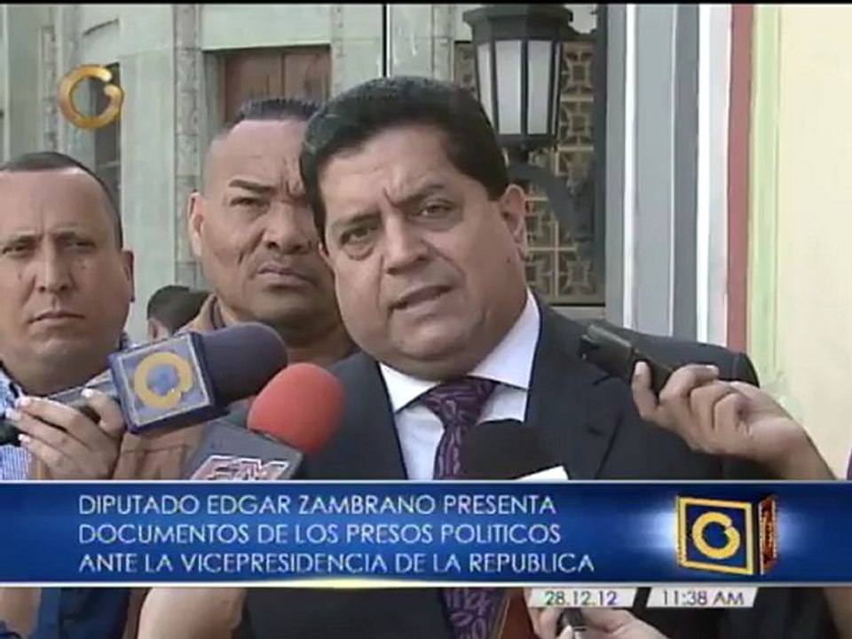 Diputado Edgar Zambrano acudió a la Vicepresidencia para consignar casos de presos y exiliados políticos