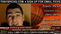 San Antonio Spurs versus Houston Rockets Pick Prediction NBA Pro Basketball Odds Preview 12-28-2012