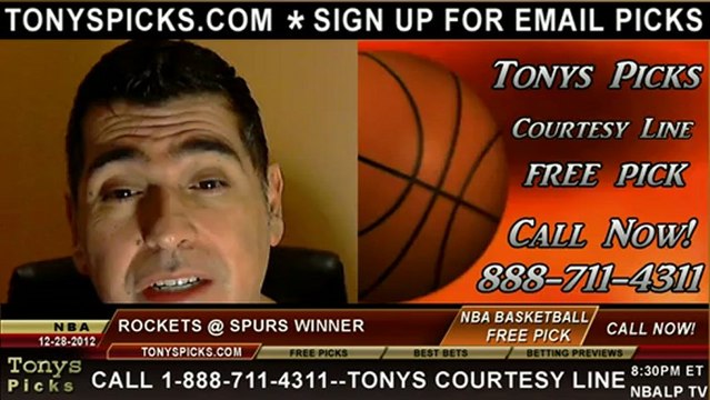 San Antonio Spurs versus Houston Rockets Pick Prediction NBA Pro Basketball Odds Preview 12-28-2012