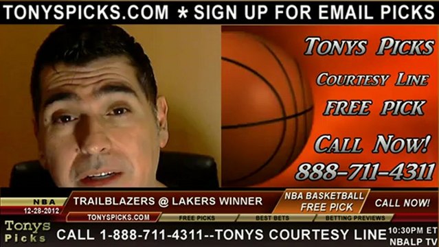 LA Lakers versus Portland Trailblazers Pick Prediction NBA Pro Basketball Odds Preview 12-28-2012