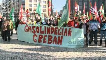 Trabajadores de gasolineras se manifiestan en Bilbao
