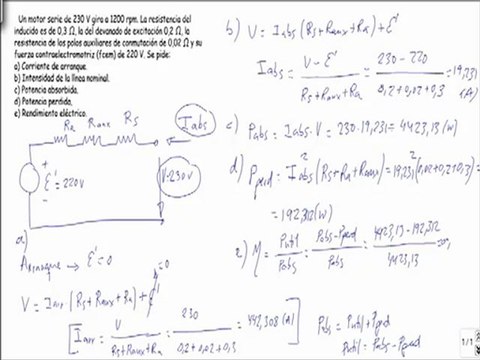 Maquinas electricas motor serie calcular corriente de arranque