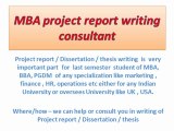 MBA project report writing consultant