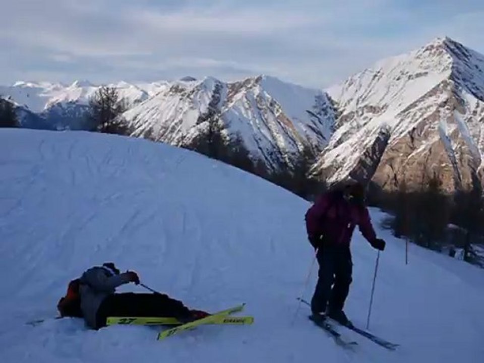 Slalom brothers in Crévoux (Hautes Alpes, France)