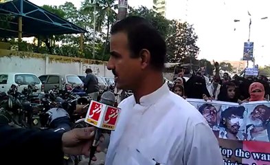 Baloch activist talking to Media in BRP and BRSO Protest against Maskhay operation....