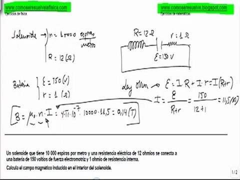 Fisica campo magnetico calcular campo magnetico inducido interior solenoide
