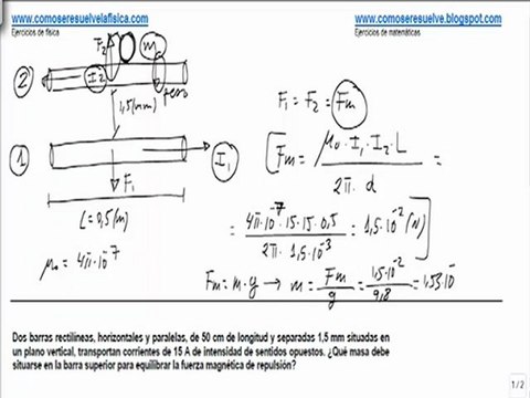 Fisica campo magnetico dos conductores rectilineos paralelos con corriente
