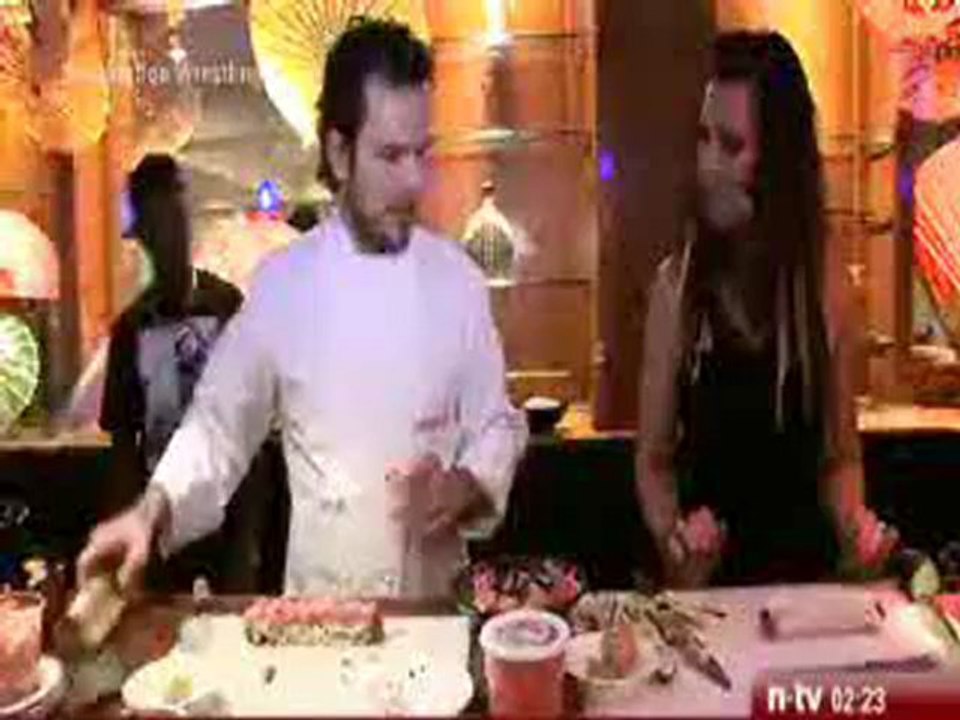 Maryse Ouellet cooking in a german documentary
