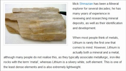 Mick Shmazian - Applications of the mineral lithium