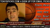 New York Knicks versus San Antonio Spurs Pick Prediction NBA Pro Basketball Odds Preview 1-3-2013