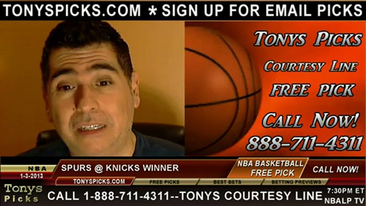 New York Knicks versus San Antonio Spurs Pick Prediction NBA Pro Basketball Odds Preview 1-3-2013