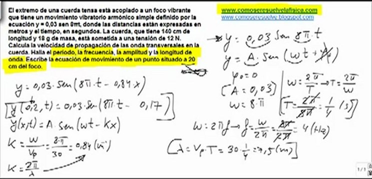 Fisica movimiento ondulatorio velocidad periodo frecuencia longitud de onda