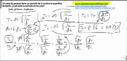 Fisica movimiento oscilatorio determinar periodo pendulo en la Luna