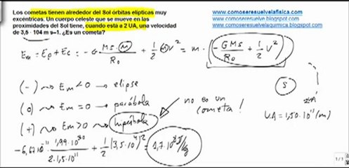 Fisica satelites artificiales determinar si es un cometa