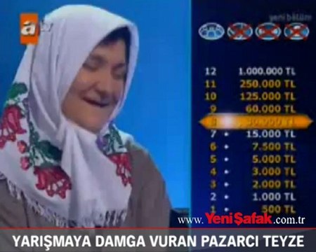 Yarışmaya damga vuran pazarcı teyze