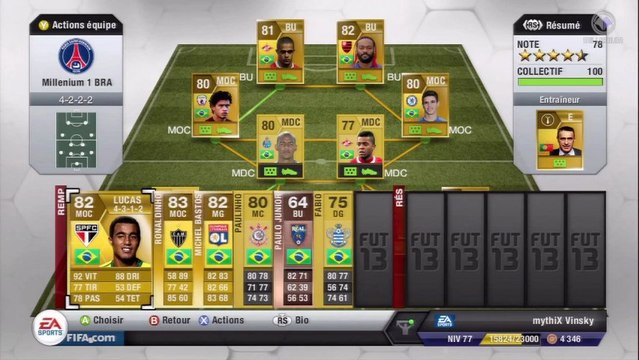 FUT 13 - Aquino et Vinsky font une équipe pour moins de 10 000 crédits - Brésil