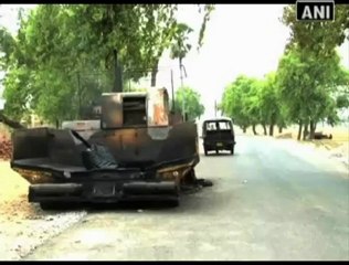 Maoist set ablaze road construction machinery.mp4